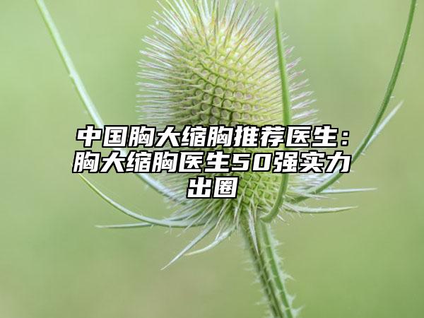 中国胸大缩胸推荐医生：胸大缩胸医生50强实力出圈
