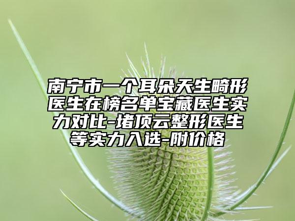 南宁市一个耳朵天生畸形医生在榜名单宝藏医生实力对比-堵顶云整形医生等实力入选-附价格
