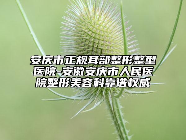 安庆市正规耳部整形整型医院-安徽安庆市人民医院整形美容科靠谱权威