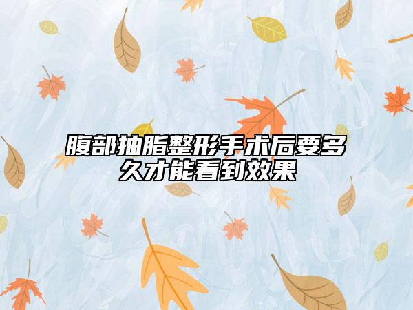 腹部抽脂整形手术后要多久才能看到效果