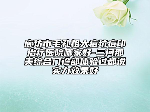 廊坊市毛孔粗大痘坑痘印治疗医院哪家好-三河那美综合门诊部体验过都说实力效果好
