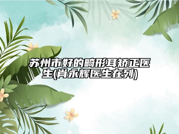 苏州市好的畸形耳矫正医生(肖永辉医生在列)