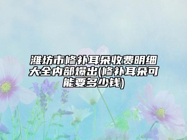 潍坊市修补耳朵收费明细大全内部爆出(修补耳朵可能要多少钱)