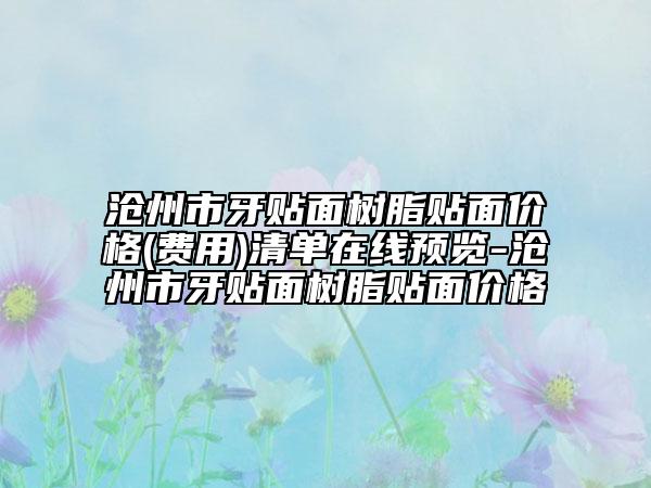 沧州市牙贴面树脂贴面价格(费用)清单在线预览-沧州市牙贴面树脂贴面价格