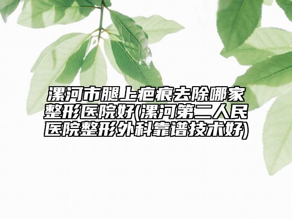 漯河市腿上疤痕去除哪家整形医院好(漯河第二人民医院整形外科靠谱技术好)