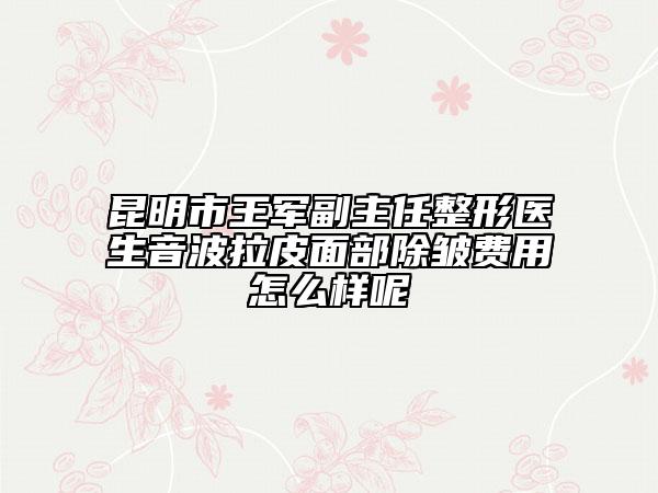 昆明市王军副主任整形医生音波拉皮面部除皱费用怎么样呢