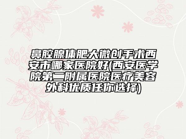鼻腔腺体肥大微创手术西安市哪家医院好(西安医学院第二附属医院医疗美容外科优质任你选择)
