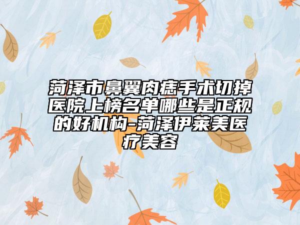 菏泽市鼻翼肉痣手术切掉医院上榜名单哪些是正规的好机构-菏泽伊莱美医疗美容