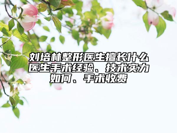 刘培林整形医生擅长什么医生手术经验、技术实力如何、手术收费