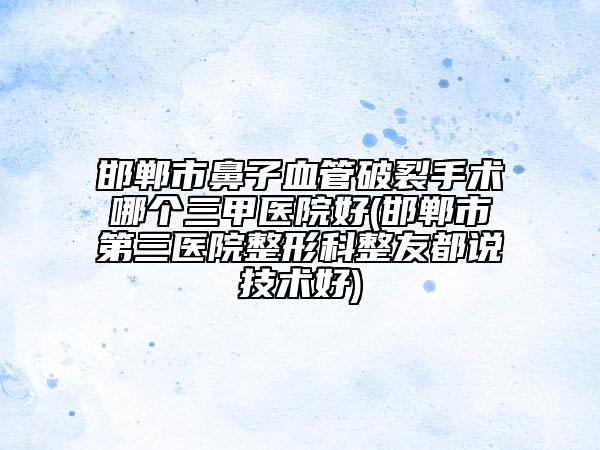 邯郸市鼻子血管破裂手术哪个三甲医院好(邯郸市第三医院整形科整友都说技术好)