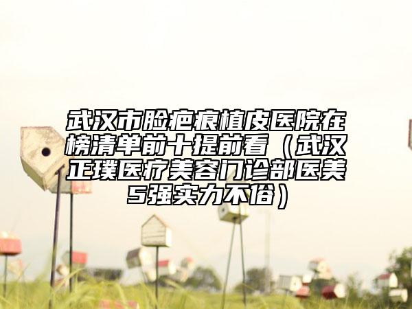 武汉市脸疤痕植皮医院在榜清单前十提前看（武汉正璞医疗美容门诊部医美5强实力不俗）