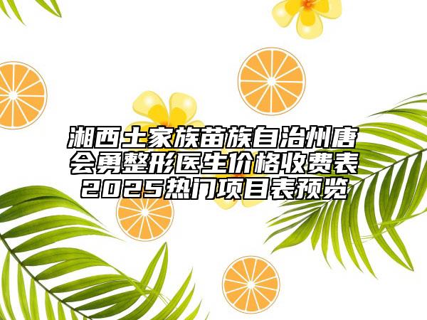 湘西土家族苗族自治州唐会勇整形医生价格收费表2025热门项目表预览