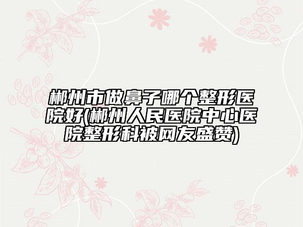 郴州市做鼻子哪个整形医院好(郴州人民医院中心医院整形科被网友盛赞)