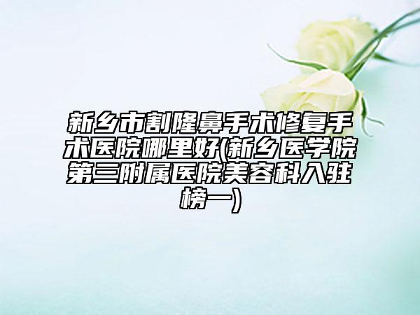 新乡市割隆鼻手术修复手术医院哪里好(新乡医学院第三附属医院美容科入驻榜一)