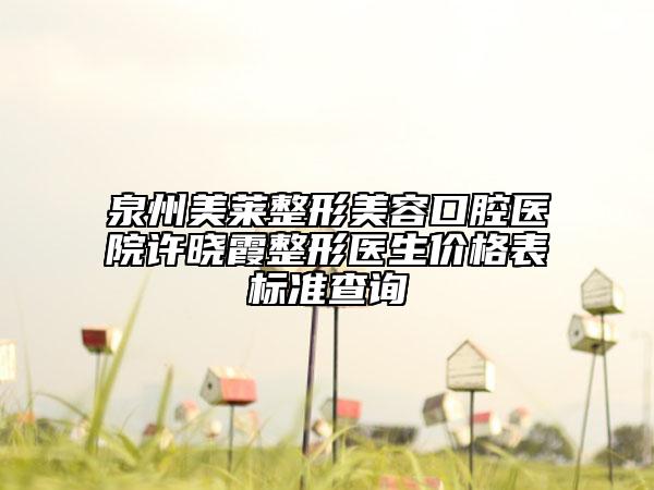 泉州美莱整形美容口腔医院许晓霞整形医生价格表标准查询