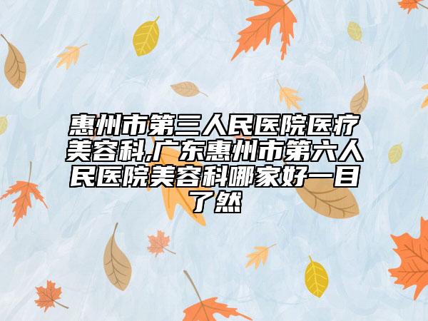惠州市第三人民医院医疗美容科,广东惠州市第六人民医院美容科哪家好一目了然