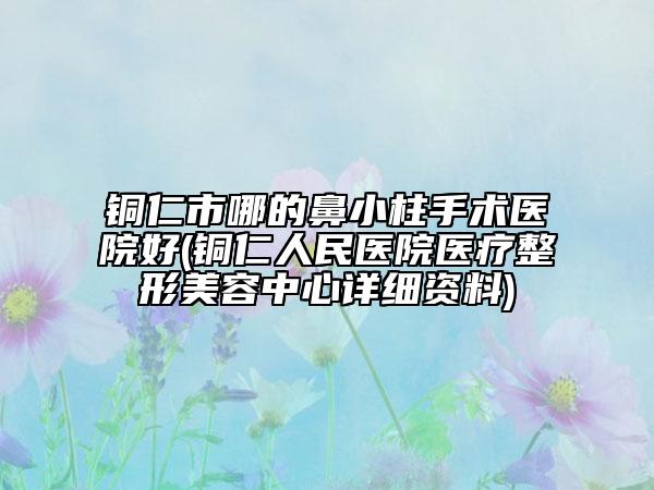 铜仁市哪的鼻小柱手术医院好(铜仁人民医院医疗整形美容中心详细资料)