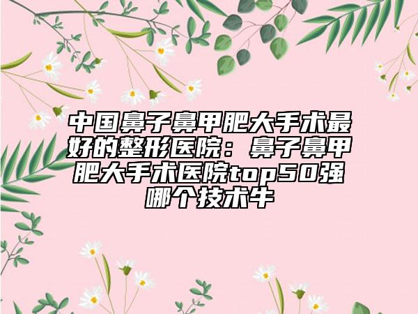 中国鼻子鼻甲肥大手术最好的整形医院：鼻子鼻甲肥大手术医院top50强哪个技术牛