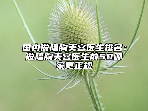 国内做隆胸美容医生排名：做隆胸美容医生前50哪家更正规