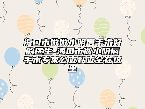 海口市做做小阴唇手术好的医生-海口市做小阴唇手术专家公立私立全在这里