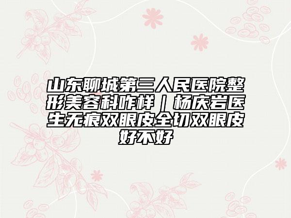 山东聊城第三人民医院整形美容科咋样｜杨庆岩医生无痕双眼皮全切双眼皮好不好