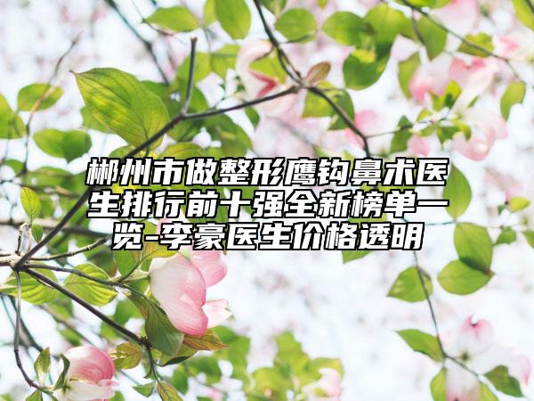 郴州市做整形鹰钩鼻术医生排行前十强全新榜单一览-李豪医生价格透明