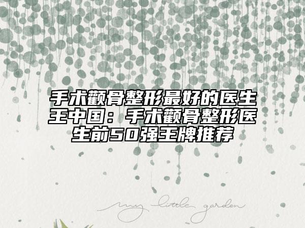 手术颧骨整形最好的医生王中国：手术颧骨整形医生前50强王牌推荐