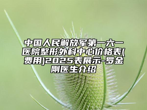 中国人民解放军第一六一医院整形外科中心价格表(费用)2025表展示-罗金刚医生介绍