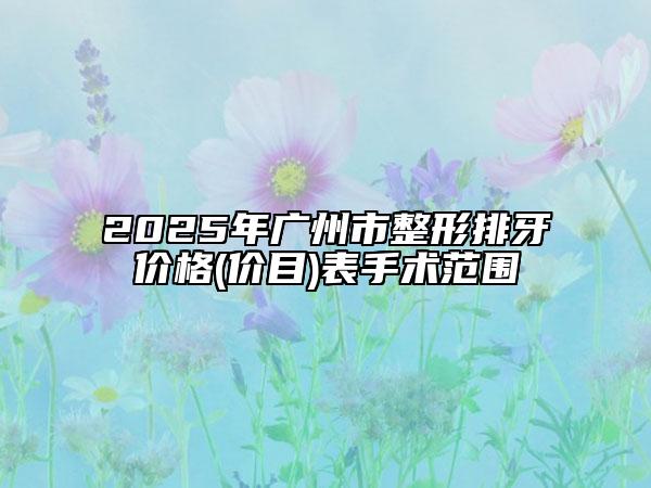 2025年广州市整形排牙价格(价目)表手术范围