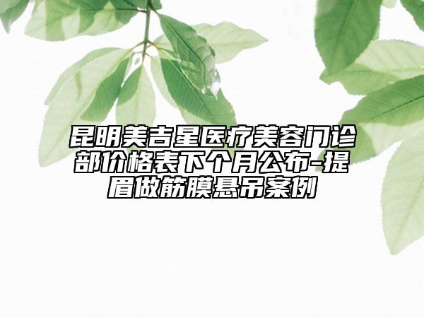 昆明美吉星医疗美容门诊部价格表下个月公布-提眉做筋膜悬吊案例