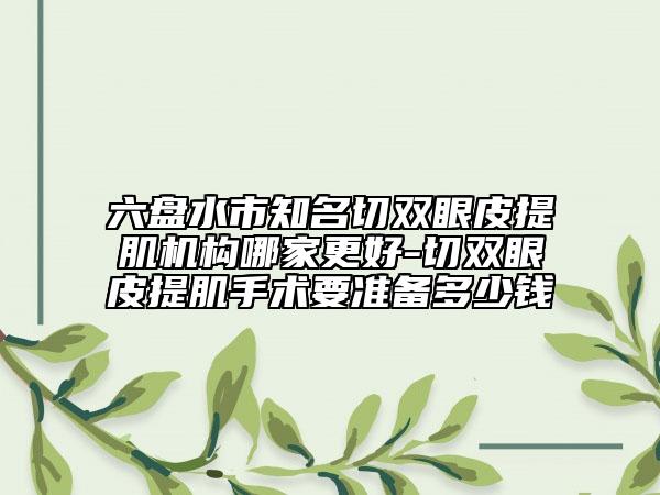 六盘水市知名切双眼皮提肌机构哪家更好-切双眼皮提肌手术要准备多少钱