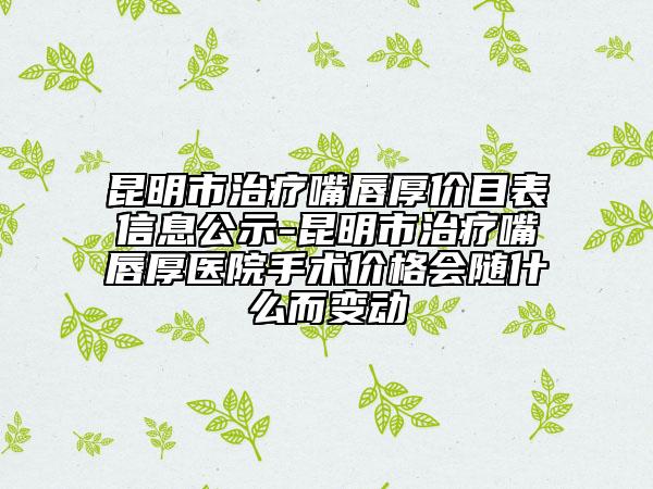 昆明市治疗嘴唇厚价目表信息公示-昆明市治疗嘴唇厚医院手术价格会随什么而变动
