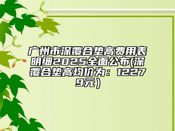 广州市深覆合垫高费用表明细2025全面公布(深覆合垫高均价为：12279元）
