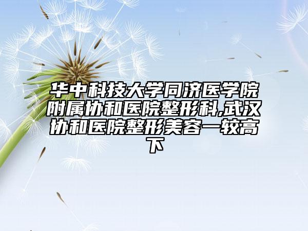 华中科技大学同济医学院附属协和医院整形科,武汉协和医院整形美容一较高下