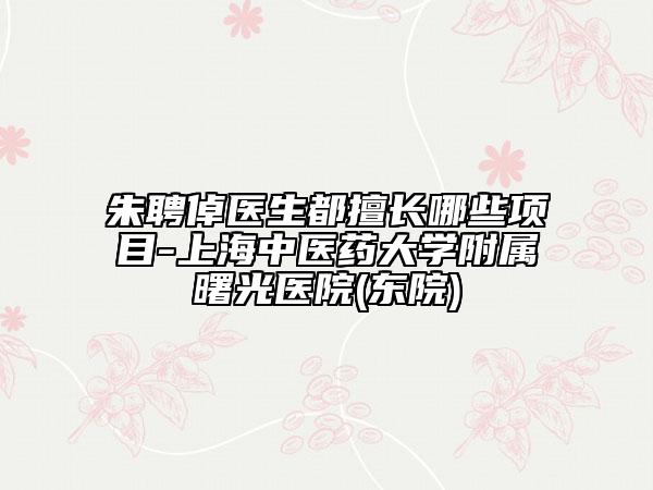 朱聘倬医生都擅长哪些项目-上海中医药大学附属曙光医院(东院)