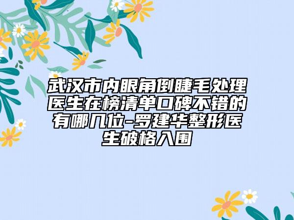 武汉市内眼角倒睫毛处理医生在榜清单口碑不错的有哪几位-罗建华整形医生破格入围