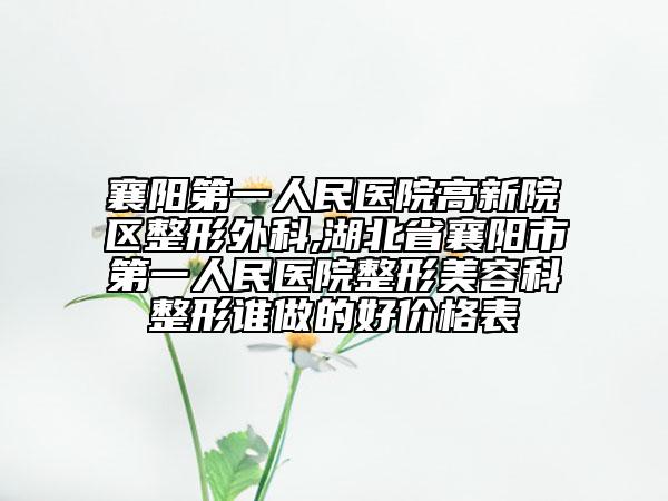 襄阳第一人民医院高新院区整形外科,湖北省襄阳市第一人民医院整形美容科整形谁做的好价格表