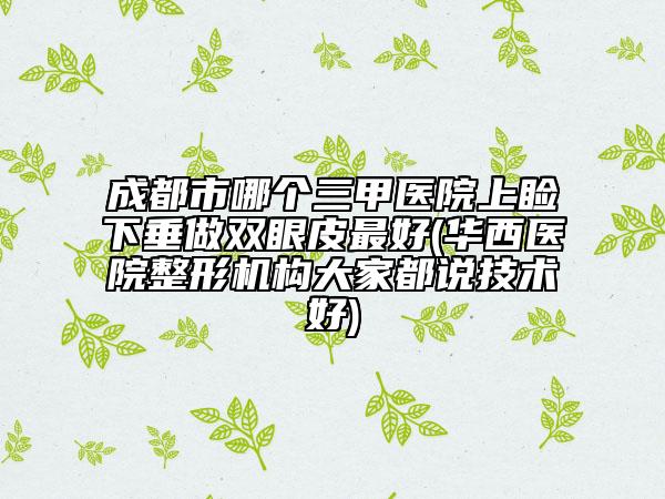 成都市哪个三甲医院上睑下垂做双眼皮最好(华西医院整形机构大家都说技术好)