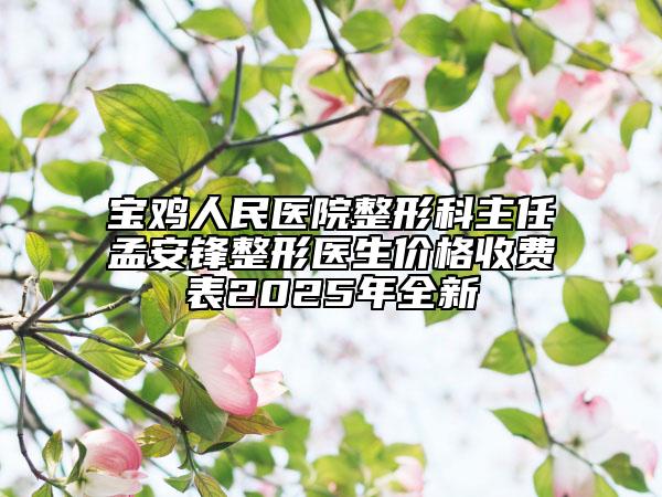 宝鸡人民医院整形科主任孟安锋整形医生价格收费表2025年全新