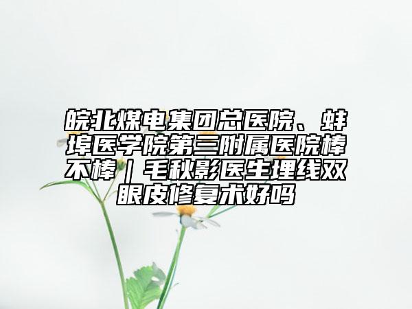 皖北煤电集团总医院、蚌埠医学院第三附属医院棒不棒｜毛秋影医生埋线双眼皮修复术好吗