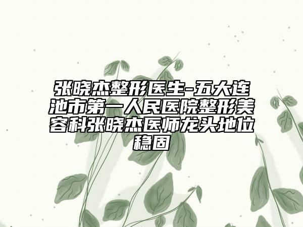 张晓杰整形医生-五大连池市第一人民医院整形美容科张晓杰医师龙头地位稳固