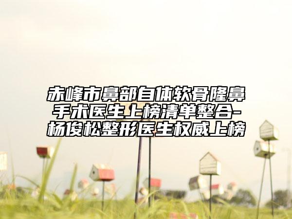 赤峰市鼻部自体软骨隆鼻手术医生上榜清单整合-杨俊松整形医生权威上榜