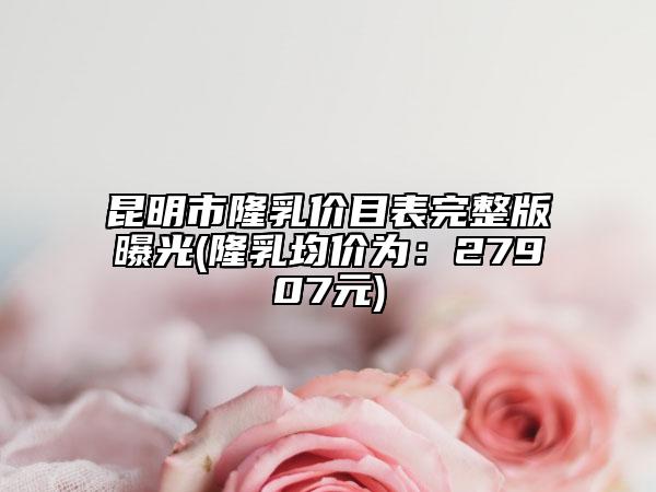 昆明市隆乳价目表完整版曝光(隆乳均价为：27907元)
