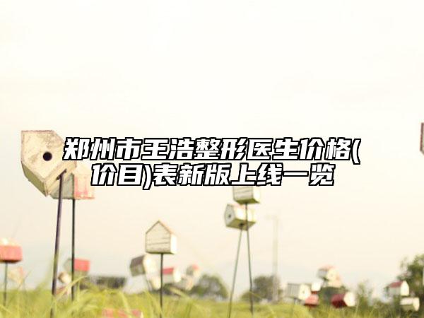 郑州市王浩整形医生价格(价目)表新版上线一览