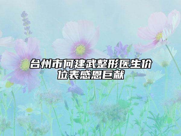 台州市何建武整形医生价位表感恩巨献