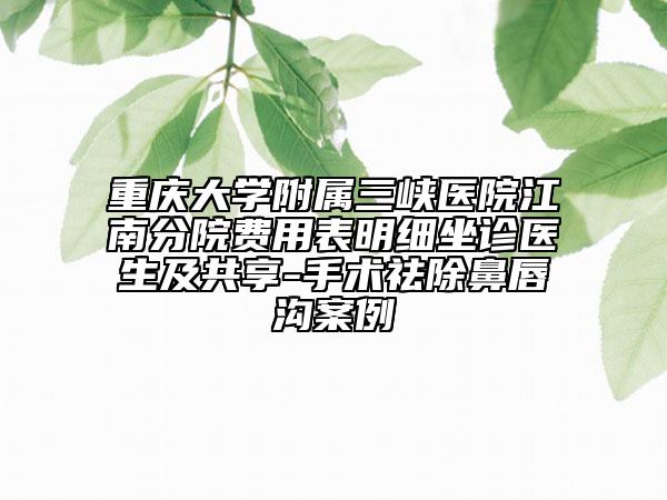 重庆大学附属三峡医院江南分院费用表明细坐诊医生及共享-手术祛除鼻唇沟案例