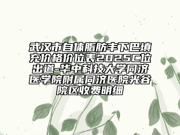 武汉市自体脂肪丰下巴填充价格价位表2025C位出道-华中科技大学同济医学院附属同济医院光谷院区收费明细