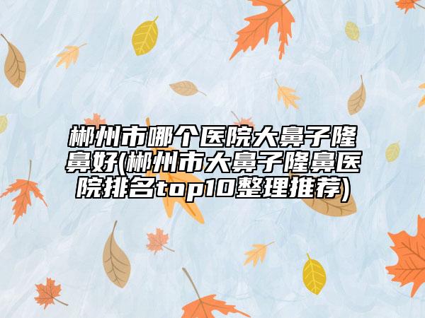 郴州市哪个医院大鼻子隆鼻好(郴州市大鼻子隆鼻医院排名top10整理推荐)