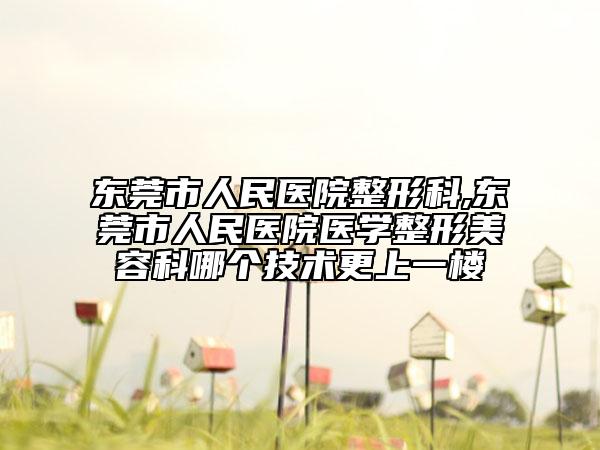 东莞市人民医院整形科,东莞市人民医院医学整形美容科哪个技术更上一楼