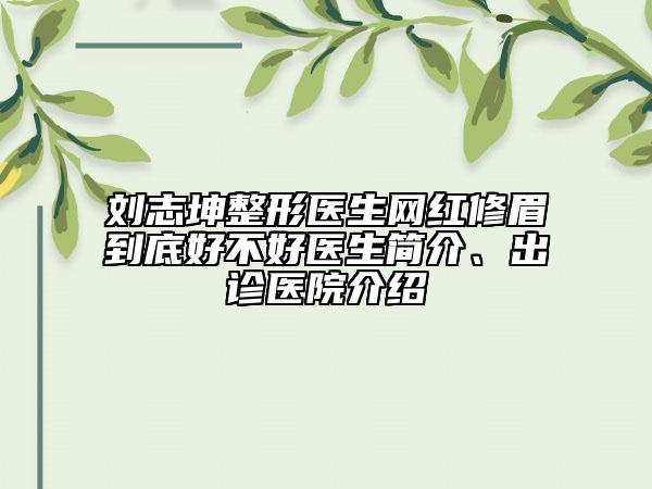 刘志坤整形医生网红修眉到底好不好医生简介、出诊医院介绍